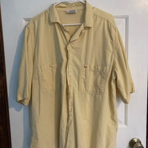 Stefanel Other - stefanel large yellow button up shirt short sleeves